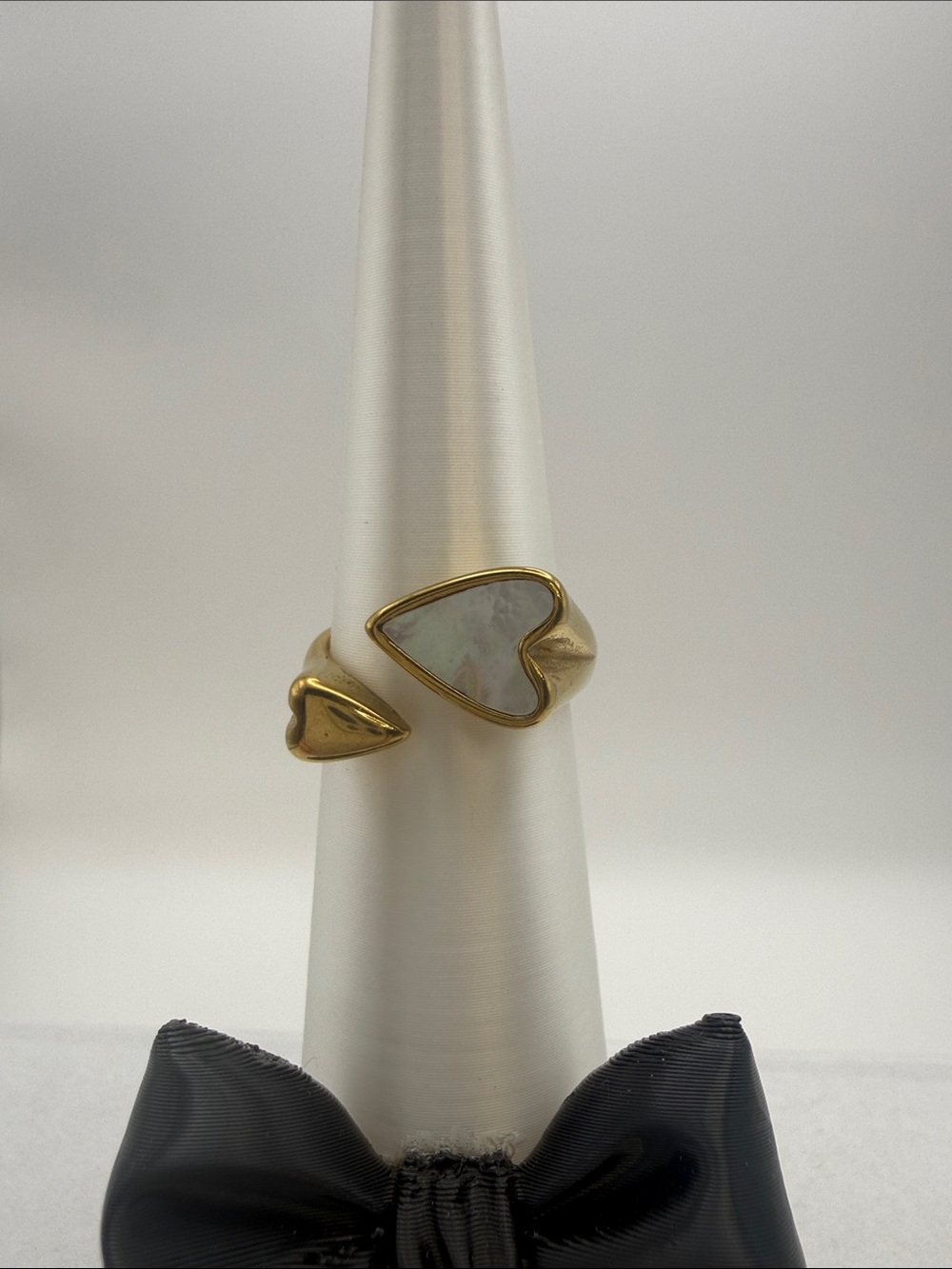 Gold Tone Heart Ring with Opal/Moonstone-ish heart size 7